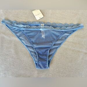 Quiet Harbour Misty Blue Lace Top - L free people bikini underwear